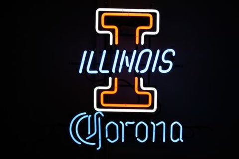 Fighting Illini Illinois Corona Mascot Neon Sign Light Lamp