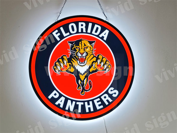 Florida Panthers Round Logo 3D LED Neon Sign Light Lamp