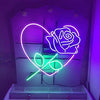 Flower Rose Neon Light Sign Lamp Real Glass Wall Decor