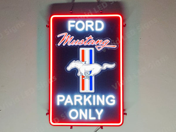 Ford Mustang Parking Only LED Neon Sign Light Lamp