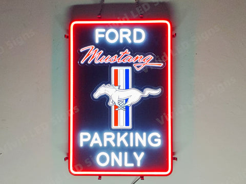 Ford Mustang Parking Only LED Neon Sign Light Lamp