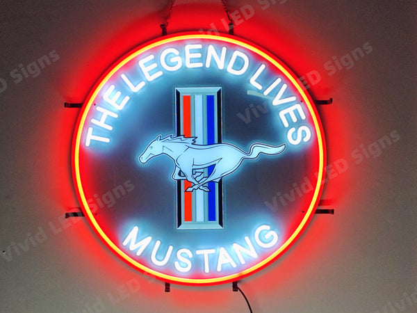 Ford The Legend Lives Mustang LED Neon Sign Light Lamp