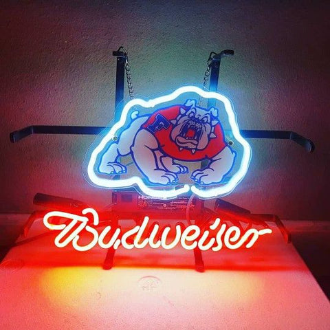 Fresno State Bulldogs Budweiser Beer Neon Sign Light Lamp