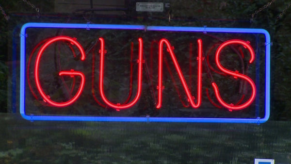 Guns Rectangle Neon Light Sign Lamp Real Glass Wall Decor