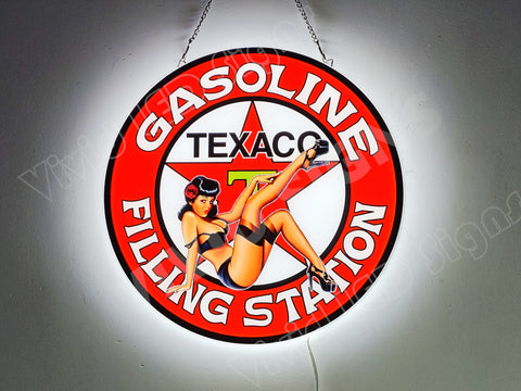 Gasoline Station Texaco Girl 3D LED Neon Sign Light Lamp