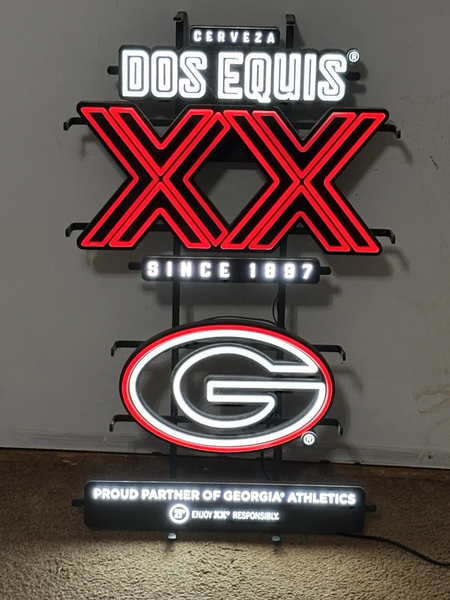 Georgia Bulldogs Cerveza Dos Equis XX Beer LED Neon Sign Light Lamp With Dimmer