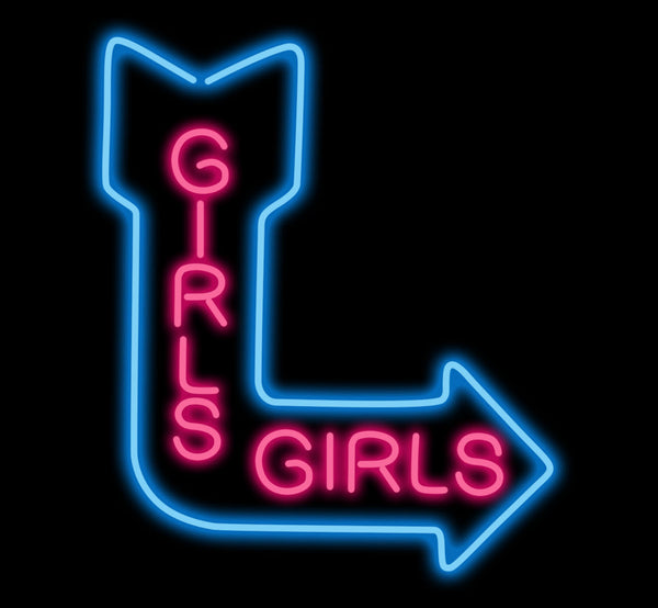 Girls Girls Direction Arrow Blue And Pink Neon Light Sign Lamp Real Glass Wall Decor