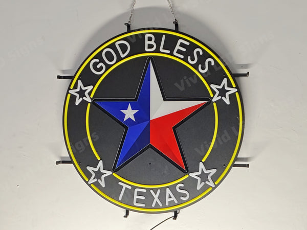 God Bless Texas LED Neon Sign Light Lamp