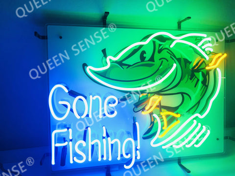 Gone Fishing Bass Fish Neon Light Sign Lamp With HD Vivid Printing