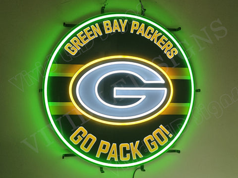 Green Bay Packer Logo Go Pack Go LED Neon Sign Light Lamp – neonsign.us