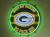 Green Bay Packer Logo Go Pack Go LED Neon Sign Light Lamp