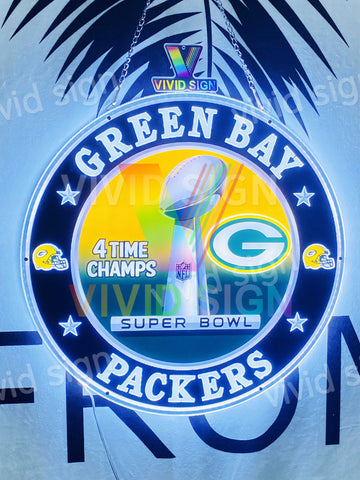 Green Bay Packers Super Bowl Championship 3D LED Neon Sign Light Lamp