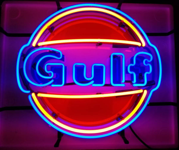Gulf Oil Gas Fuel Gasoline Neon Light Sign Lamp HD Vivid Printing