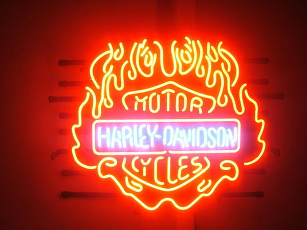 Harley Davidson Fire Flame Motorcycles Neon Light Sign Lamp