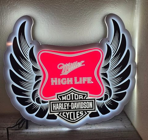 High Life Harley Davidson Wings 2D LED Neon Sign Light Lamp