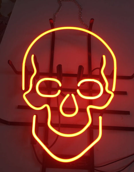 Haunted Skull Sugar Neon Light Sign Lamp Real Glass Wall Decor