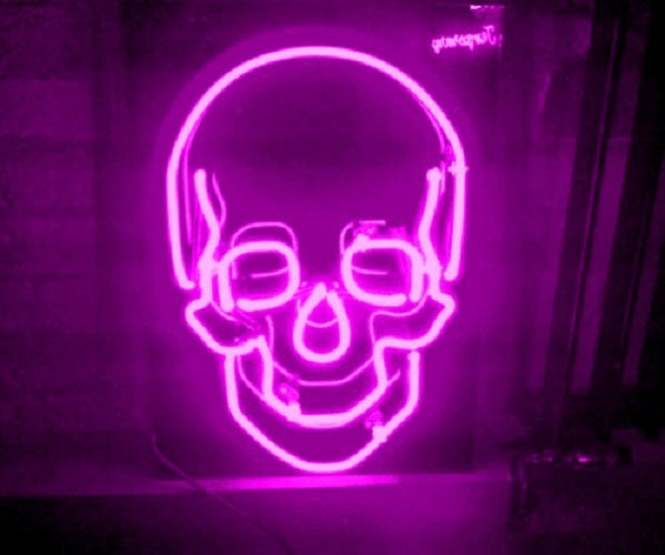 Haunted Skull Neon Light Sign Lamp Real Glass Wall Decor