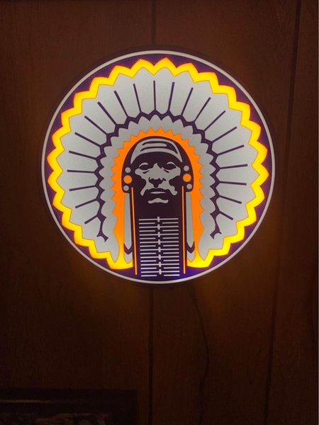 Illinois Fighting Illini Chief Illiniwek 2D LED Neon Sign Light Lamp