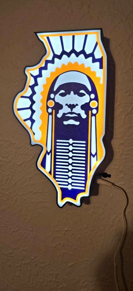 Illinois Fighting Illini Chief Illiniwek 2D LED Neon Sign Light Lamp Bar