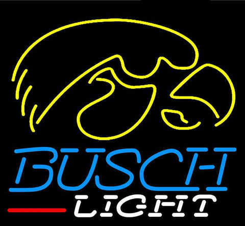 Iowa Hawkeyes Busch Beer Neon Sign Light Lamp