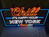 Chill New York It's Happy Hour Light Beer LED Neon Sign Light Lamp