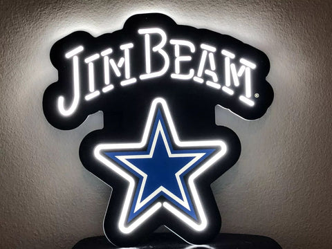 Jim Beam Dallas Cowboys 2D LED Neon Sign Light Lamp