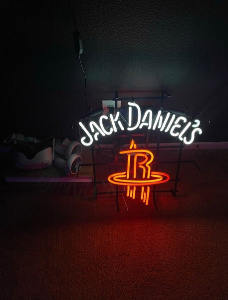 Jack Daniel's Jack Lives Here Houston Rockets Neon Sign Lamp Light