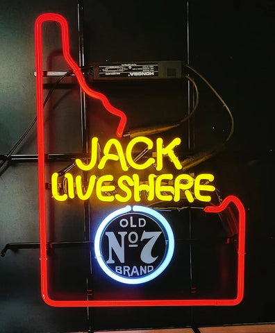 Jack Daniel's Jack Lives Here Idaho Neon Sign Light Lamp