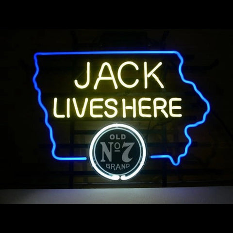 Jack Daniel's Jack Lives Here Iowa Neon Sign Lamp Light