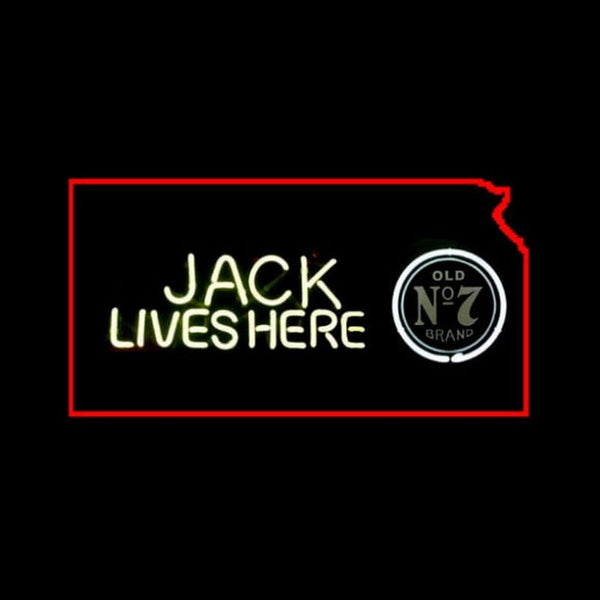 Jack Daniel's Jack Lives Here Kansas Neon Sign Light Lamp