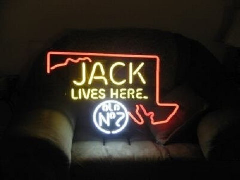 Jack Daniel's Jack Lives Here Maryland Neon Sign Lamp Light