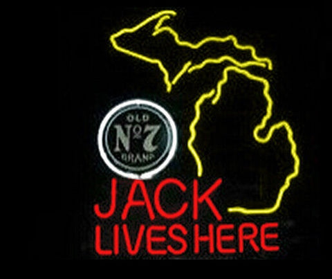 Jack Daniel‘s Jack Lives Here Michigan Version II Neon Sign Light Lamp