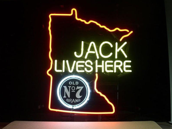 Jack Daniel's Jack Lives Here Minnesota Neon Sign Lamp Light