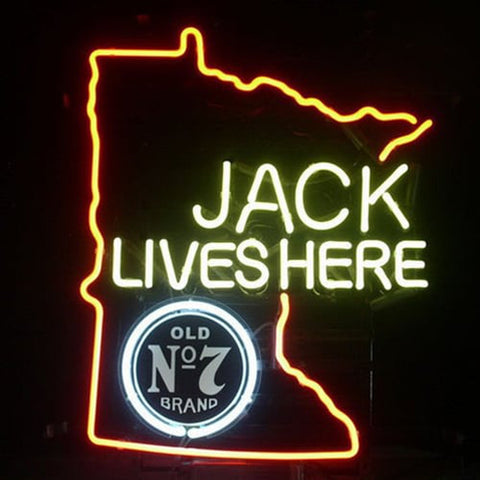 Jack Daniel's Jack Lives Here Minnesota Neon Sign Lamp Light