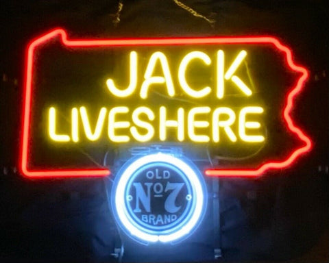 Jack Daniel's Jack Lives Here Pennsylvania Neon Sign Lamp Light