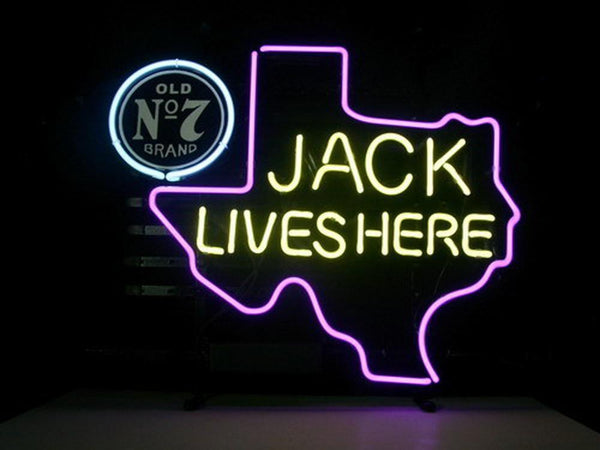 Jack Daniel's Jack Lives Here Texas Neon Sign Lamp Light