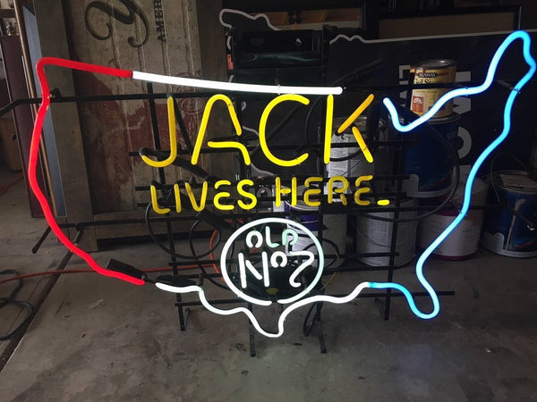 Jack Daniel's Jack Lives Here USA Map Neon Sign Lamp Light