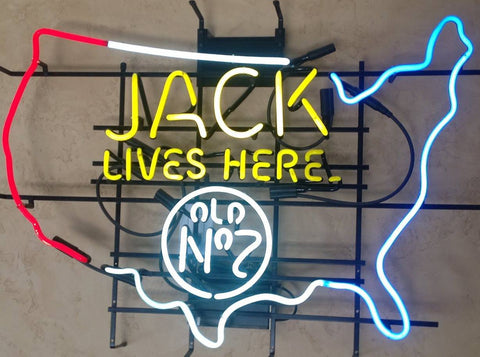 Jack Daniel's Jack Lives Here USA Map Neon Sign Lamp Light