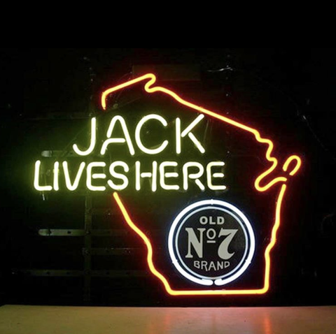 Jack Daniel's Jack Lives Here Wisconsin Neon Sign Lamp Light