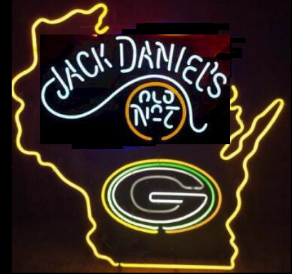 Jack Daniels Green Bay Packers Wisconsin Neon Sign Light Lamp