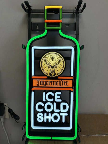Jagermeister Beer Ice Cold Shot LED Neon Sign Light Lamp With Dimmer