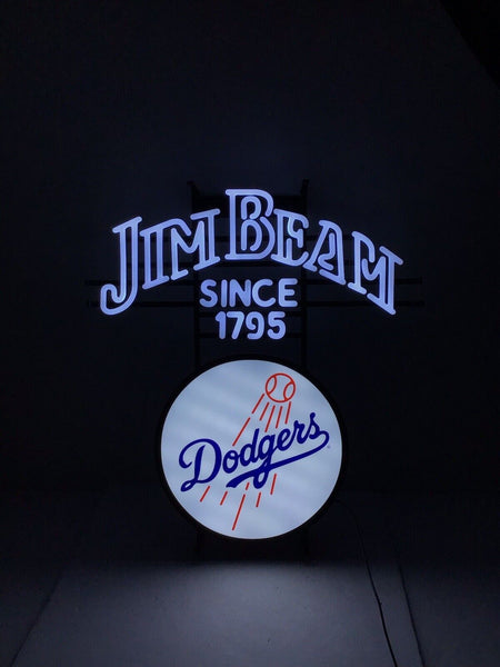 Jim Beam Whiskey Los Angeles Dodgers LED Neon Sign Light Lamp