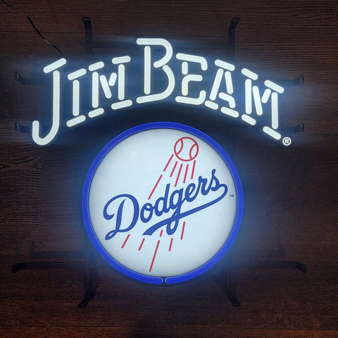 Jim Beam Whiskey Los Angeles Dodgers LED Neon Sign Light Lamp