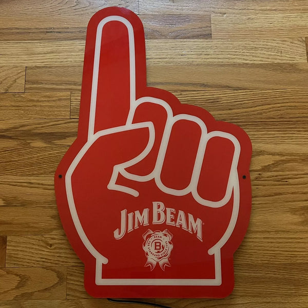 Jim Beam #1 Finger Logo 2D LED Neon Sign Light Lamp