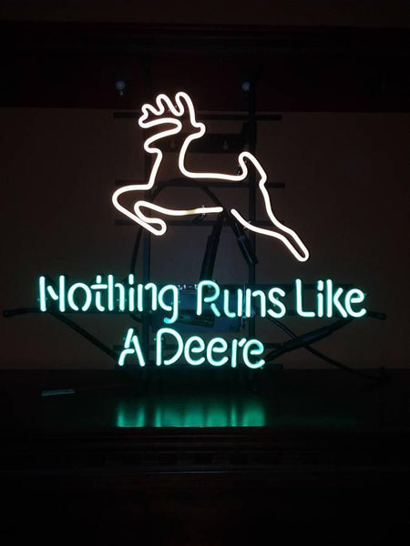 John Deere Quality Farm Equipment Nothing Runs Like A Deer Neon Sign Light Lamp