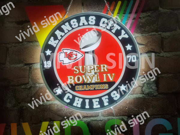 Kansas City Chiefs Super Bowl LVIII 58 Champions 3D LED Neon Sign Light Lamp