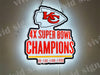 Kansas City Chiefs 4X Super Bowl 3D LED Neon Sign Light Lamp