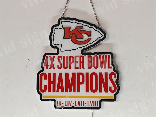 Kansas City Chiefs 4X Super Bowl 3D LED Neon Sign Light Lamp