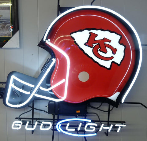 Kansas City Chiefs Bud Light Helmet Beer Bar Neon Sign Light Lamp