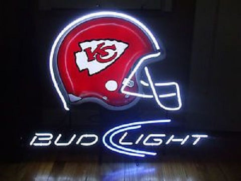 Kansas City Chiefs Bud Light Helmet Beer Neon Sign Light Lamp